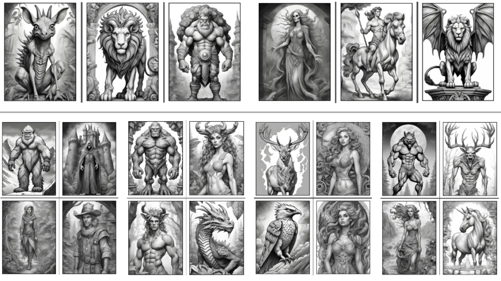 Magical-and-Legendary-Beasts-Grayscale
