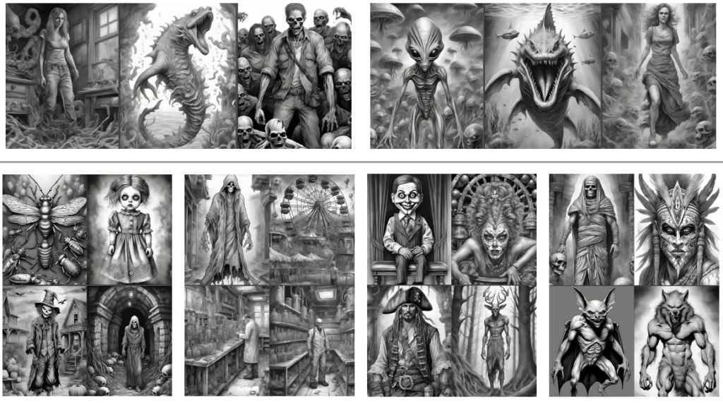 GrayScale-Coloring-Book-PLR-Review -Horror-Monster-Character-Grayscale