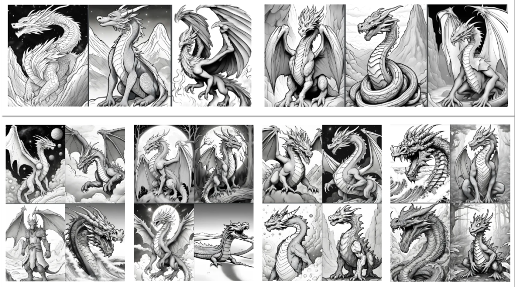 GrayScale-Coloring-Book-PLR-Review -Dragon-Grayscale-Coloring
